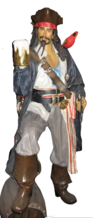 Captain Jack style Pirate with Beer & Barrel Life-size (JR 2518)