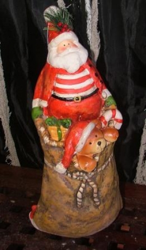 Christmas Santa with Teddy in Sack 15" (JR PP8058)