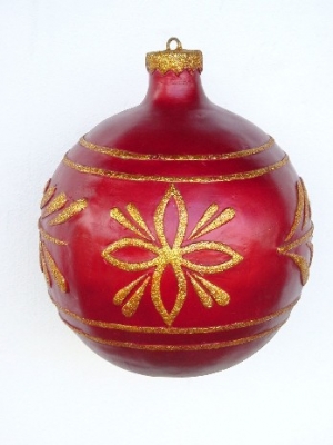 Christmas Decor Ball Red w/Gold 2.5ft (JR 1192-C)