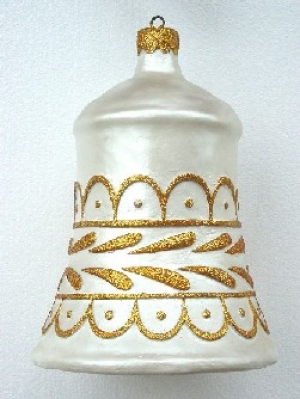 Christmas Decor Bell White w/Gold (JR 1188-F)