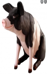 Pig Large Sitting Pink & Black (JR 020505PB) - Thumbnail 01