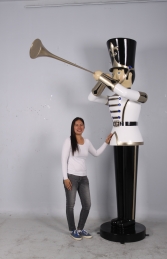 Toy Soldier with Trumpet 9ft - White, Gold & Black (JR 140008WGB)