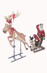 Funny Reindeer with Santa & Sleigh (JR 2295) - Thumbnail 01