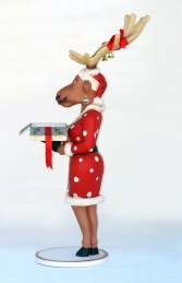 Funny Reindeer Female with Christmas Box 6ft (JR IX) - Thumbnail 02