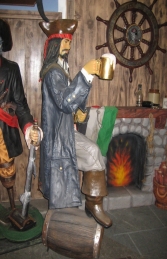 Captain Jack style Pirate with Beer & Barrel Life-size (JR 2518) - Thumbnail 02