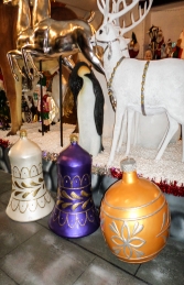 Christmas Decor Bell Purple w/ Gold (JR 1188-E) - Thumbnail 03