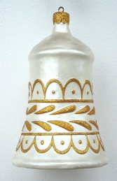 Christmas Decor Bell White w/Gold (JR 1189-F)
