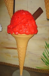 Standing Sugar Cone with Flake Raspberry (JR SSSCWF-R)