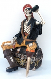 Skeleton Pirate sat on Treasure Chest Life-size (JR FJ) - Thumbnail 03