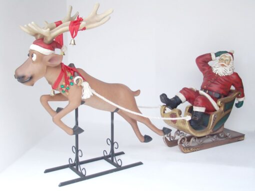 FUNNY SANTA ON SLEIGH WITH FUNNY REINDEER JR 2295