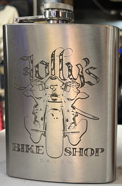 'JOLLY PIRATE BIKER'  STAINLESS STEEL HIP FLASK -  BSM-HF002