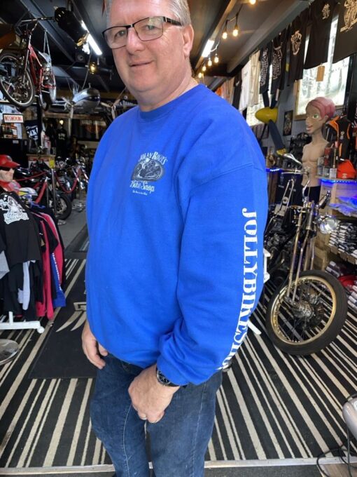 'JOLLY CLASSIC' BLUE SWEATSHIRT - logo on sleeve - BSM-SS003