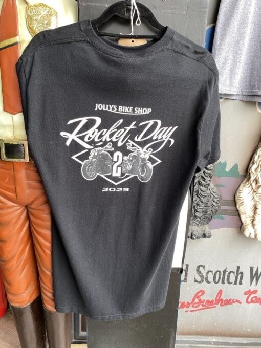 'ROCKET DAY #2'  BLACK T-SHIRT - large front & sleeve logo ***LIMITED STOCK*** BSM-TS013