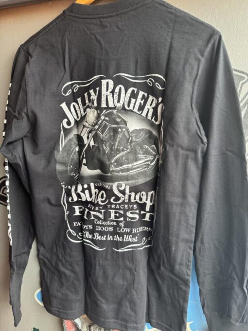'JOLLY CLASSIC' BLACK T-SHIRT LONG SLEEVED - logo on breast and back with sleeve print- BSM-TSL004 - Image 3