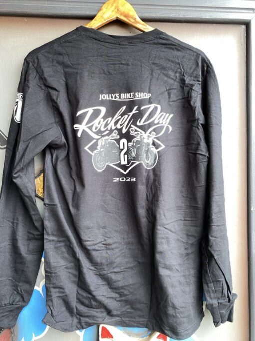 'ROCKET DAY #2'  BLACK T-SHIRT - Long Sleeves small front, large rear & sleeve logo ***LIMITED STOCK*** BSM-TSL007 - Image 2
